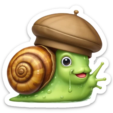 French snail with a beret and a mustache sticker