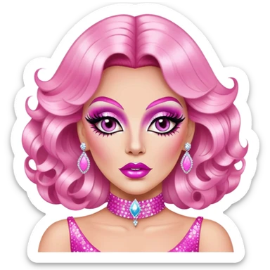 ethereal print pink drag queen glitter sparkles babe girl makeup diva brat sticker