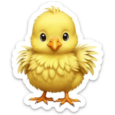 Baby chocobo from Final Fantasy, cute tiny yellow bird chick with fluffy feathers sticker
