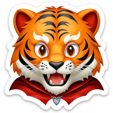 Vampire tiger count dracula with cape and fangs sticker