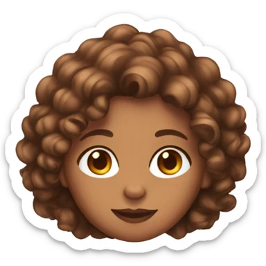 girl emoji tan skin with curly brown hair sticker
