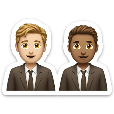 two white guys with brown hair using their laptops sticker