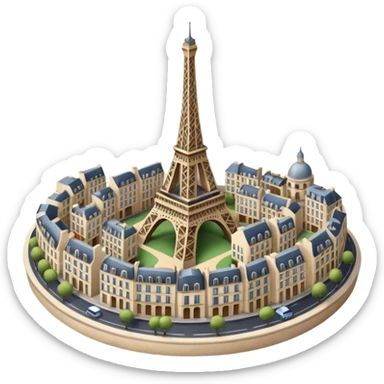 Make a full city of Paris with the Eiffel Tower in the background and some Paris buildings in front  sticker