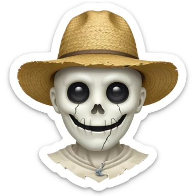 ghost farmer portrait, head and shoulders only, straw hat, spooky pale face, cracked skin, haunted vibe, 3D cartoon, mobile game icon style, clean background, no text, no watermark
 
 sticker
