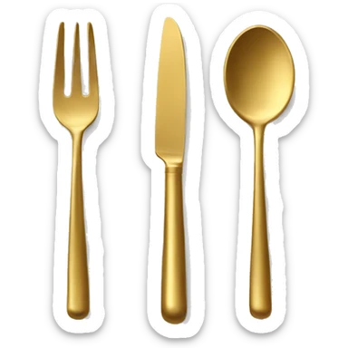 Gold colored utensils for dinner sticker