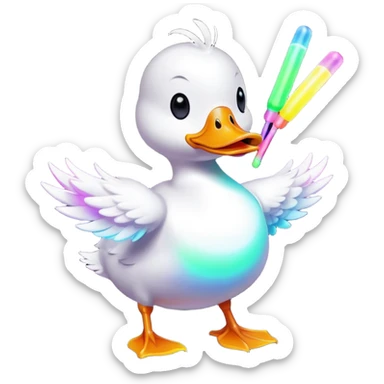 A duck at a rave sticker