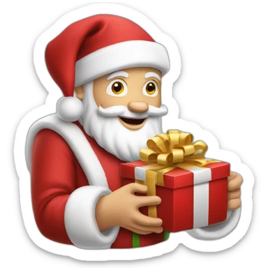 Père Noël avec un cadeau sticker