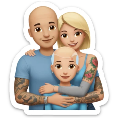 throuple tatted bald boyfriend with two girlfriends blonde and brunette loving  sticker