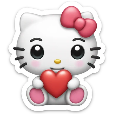 hello kitty with heart sticker
