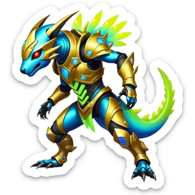 Shiny Epic Edgy Cool Colorful Vibrant Modern Vernid-Protogen-creature-animal, full body sticker