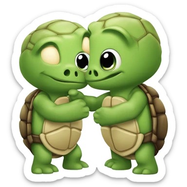 Tortuga y cotorra enamorados  sticker