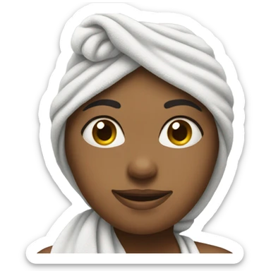 a girl wearing a towel around her head sticker