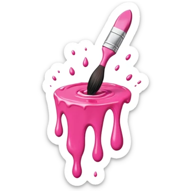 flying art brush dripping pink slop sticker