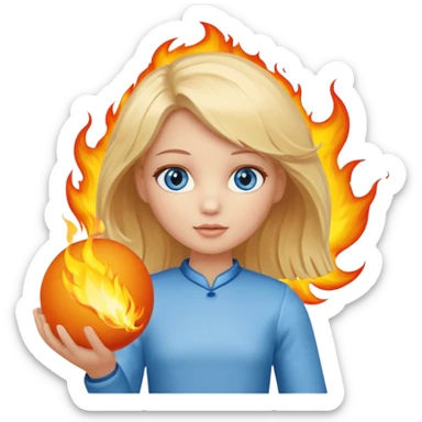 Faça uma boneca jogando carimba, em que a bola que ela está segurando está queimando sticker