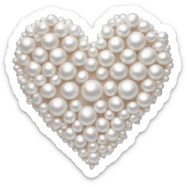 white pearls outlining heart sticker