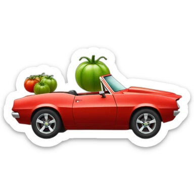 tomato headed man driving a red camaro sticker