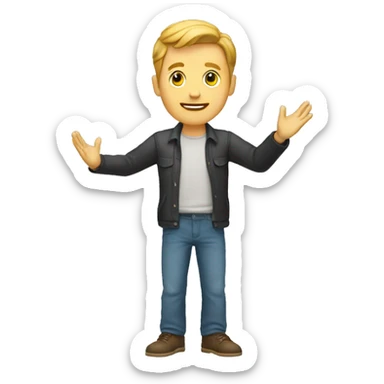 White man (full-body) (both arms raised) sticker