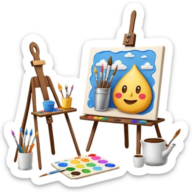emoji room (cozy art studio) sticker