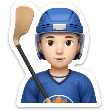 ice hockey player portrait, head and shoulders only, wearing hockey helmet with visor, team jersey collar, holding hockey stick near shoulder, focused competitive expression, 3D cartoon style, mobile game icon style, clean background, no text, no watermark

 sticker