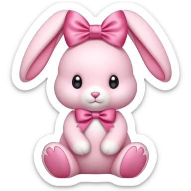 pink soft plush bunny with bow sticker