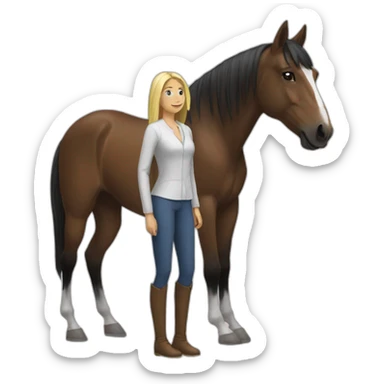 horse and a woman standing next to him sticker