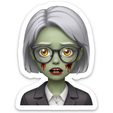 zombie with glasses gray girl sticker