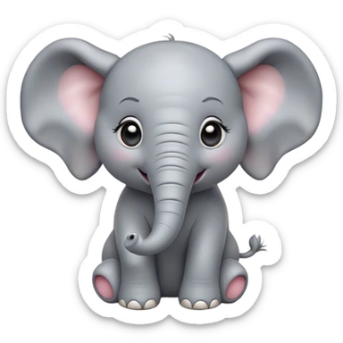 Cinematic Comical Baby Elephant Portrait Emoji, Head tilted dramatically with an exaggeratedly amused expression, featuring a striking soft gray hide with oversized, quirky ears and wide, expressive eyes full of playful disbelief, Simplified yet hilariously expressive features, highly detailed, glowing with a slightly sassy glow, high shine, dramatic yet playful, stylized with an air of cheeky mischief, bright and endearing, soft glowing outline, capturing the essence of a spirited and over-the-top baby elephant, so meme-worthy it feels like it could trumpet its way into internet fame instantly! sticker