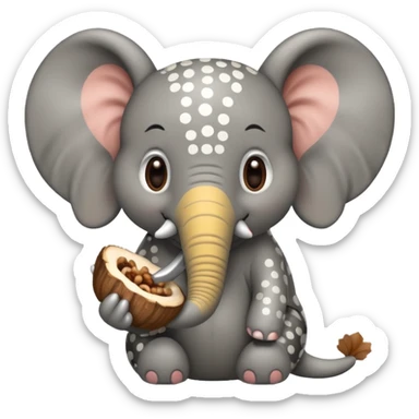 A poke a dotted elephant eating a squirl sticker