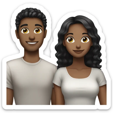 Blue eyed young guy with white, black haired girlfriend sticker