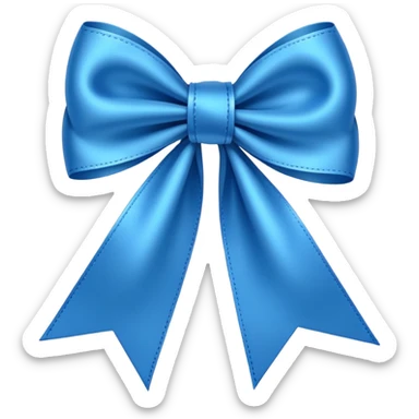 blue ribbon bow, simple, shiny sticker