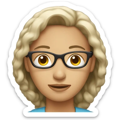 A woman typing in a computer  sticker