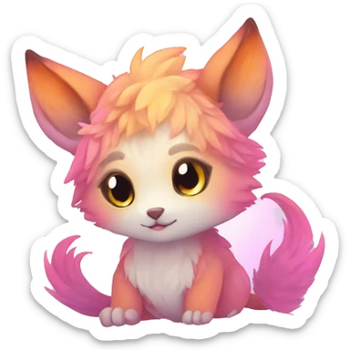 Kawaii bright fantasy ethereal anthro fursona Fakemon animal creature sticker