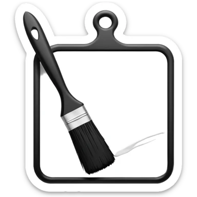 Visualize on-brand content — instantly. black white pallete preferred. brush painting on a canvas. app icon. modern, sleek, minimalistic. sticker