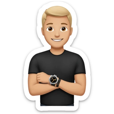 man wearing a black strap watch sticker