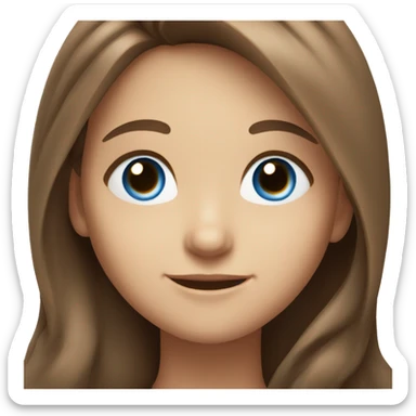 smiling girl with long brown hair and blue eyes sticker