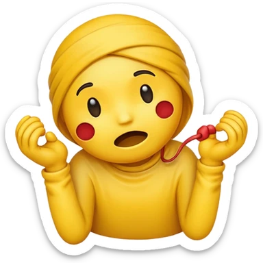 yellow emoji strangling themself sticker