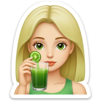 Girl drinking green juice sticker
