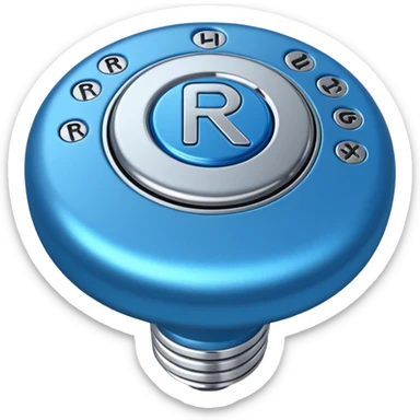blue car gear shift stick with R for reverse highlighted sticker