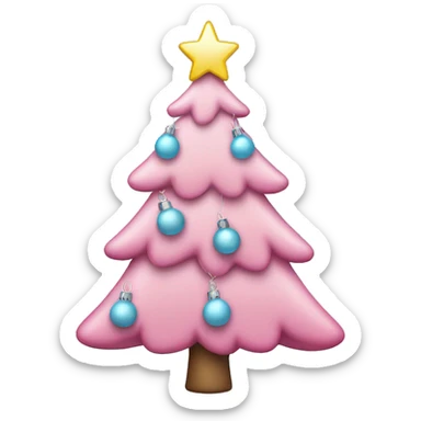 Pink Christmas tree with light blue ornaments and a pink star on top  sticker