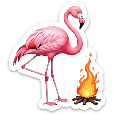 Flamingo extinguishing a fire sticker