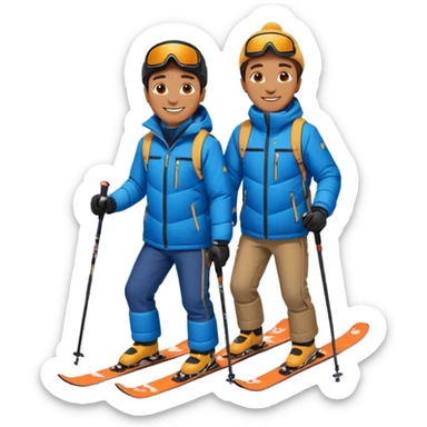 2 men skiing sticker
