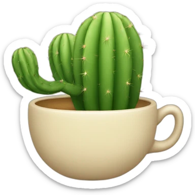 a teacup shaped like a cactus sticker