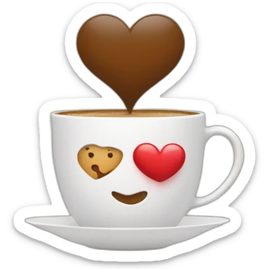 Two cups of coffee hugging with a heart sticker