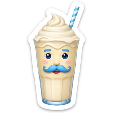 milkshake with blue mustache sticker
