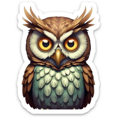 zombie owl portrait, head and shoulders only, ragged feathers, glowing eerie eyes, haunted night creature vibe, 3D cartoon, mobile game icon style, clean background, no text, no watermark
 sticker