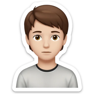 a teenage boy with brown hair and white skin with dark eyes sticker