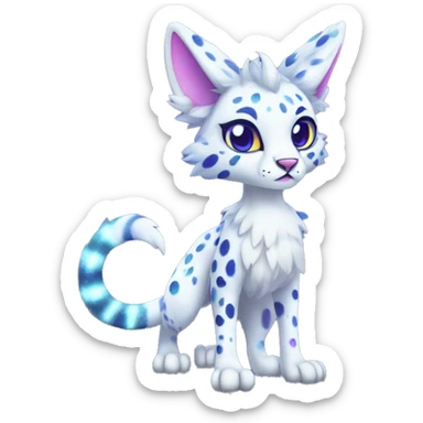 Cute Kawaii Epic Ethereal Sparkly Colorful Sergal-Serval-Vernid full body sticker