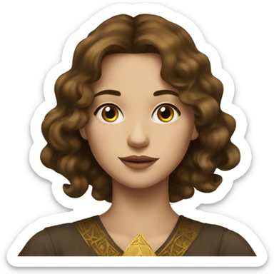 Brown hair beautiful girl with brown tarot gold cards sticker