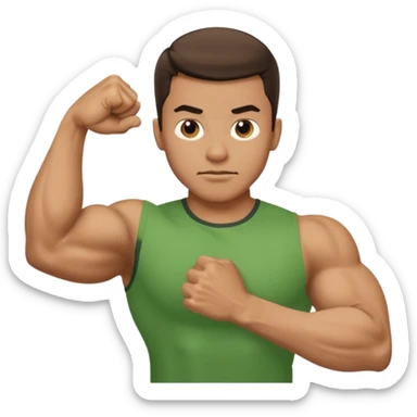 A guy with a Green shirt flexing his biceps sticker