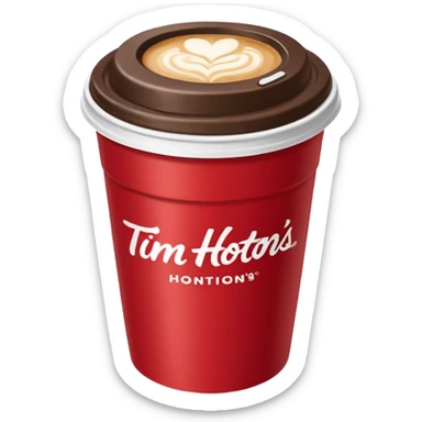 Tim Hortons coffee, it should be red cup with white write writing " Tim Hortons" and a White lid sticker